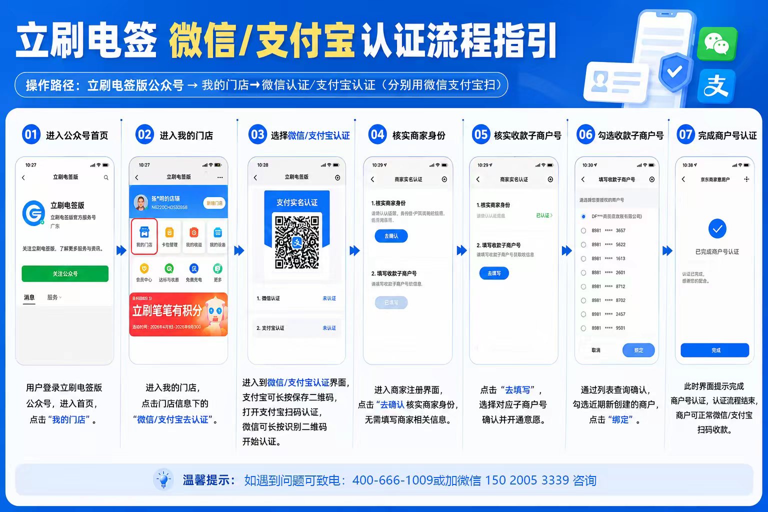 立刷电签版：嘉联立刷电签怎么开通微信支付宝扫码收款，认证步骤图文教程